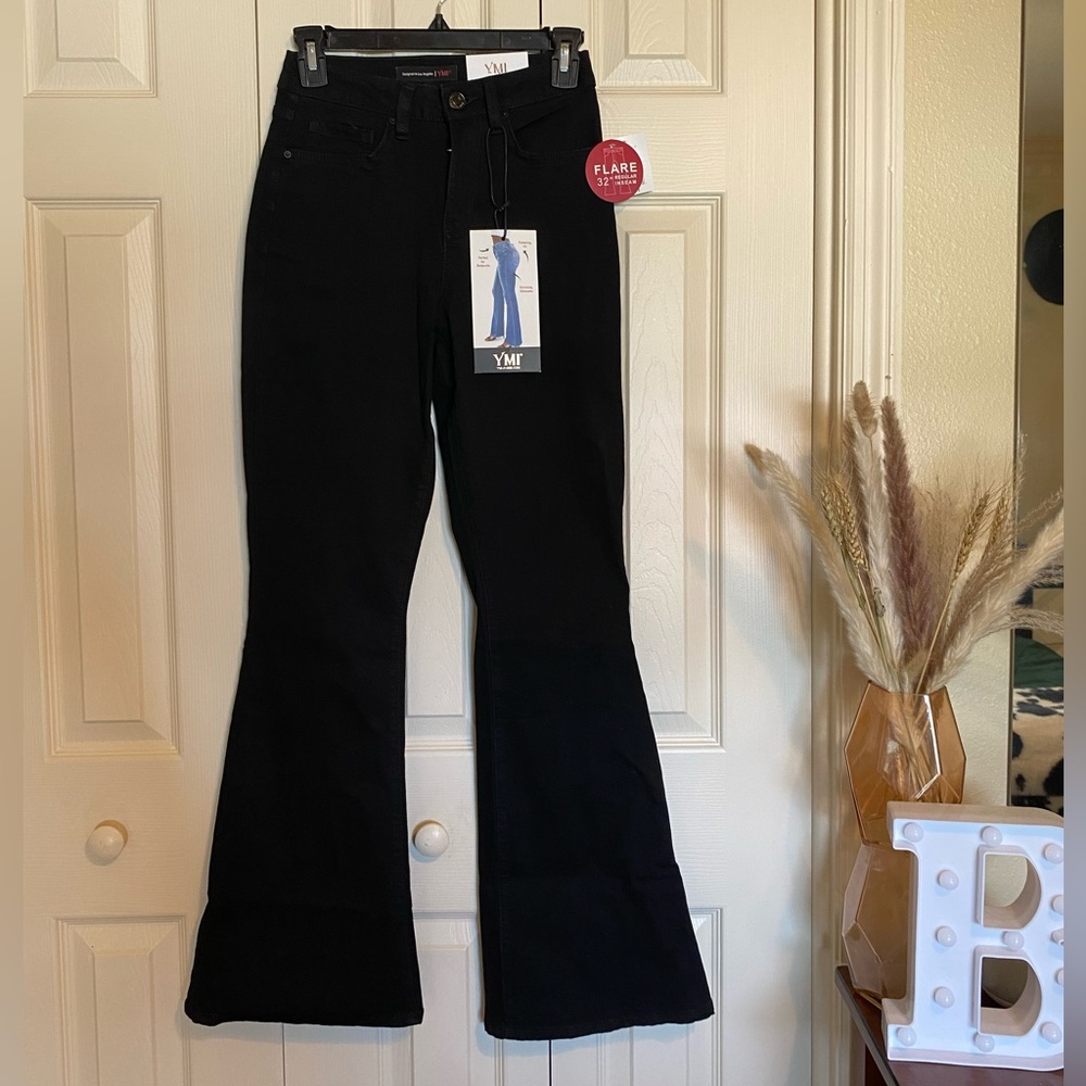 Black YMI flare jeans